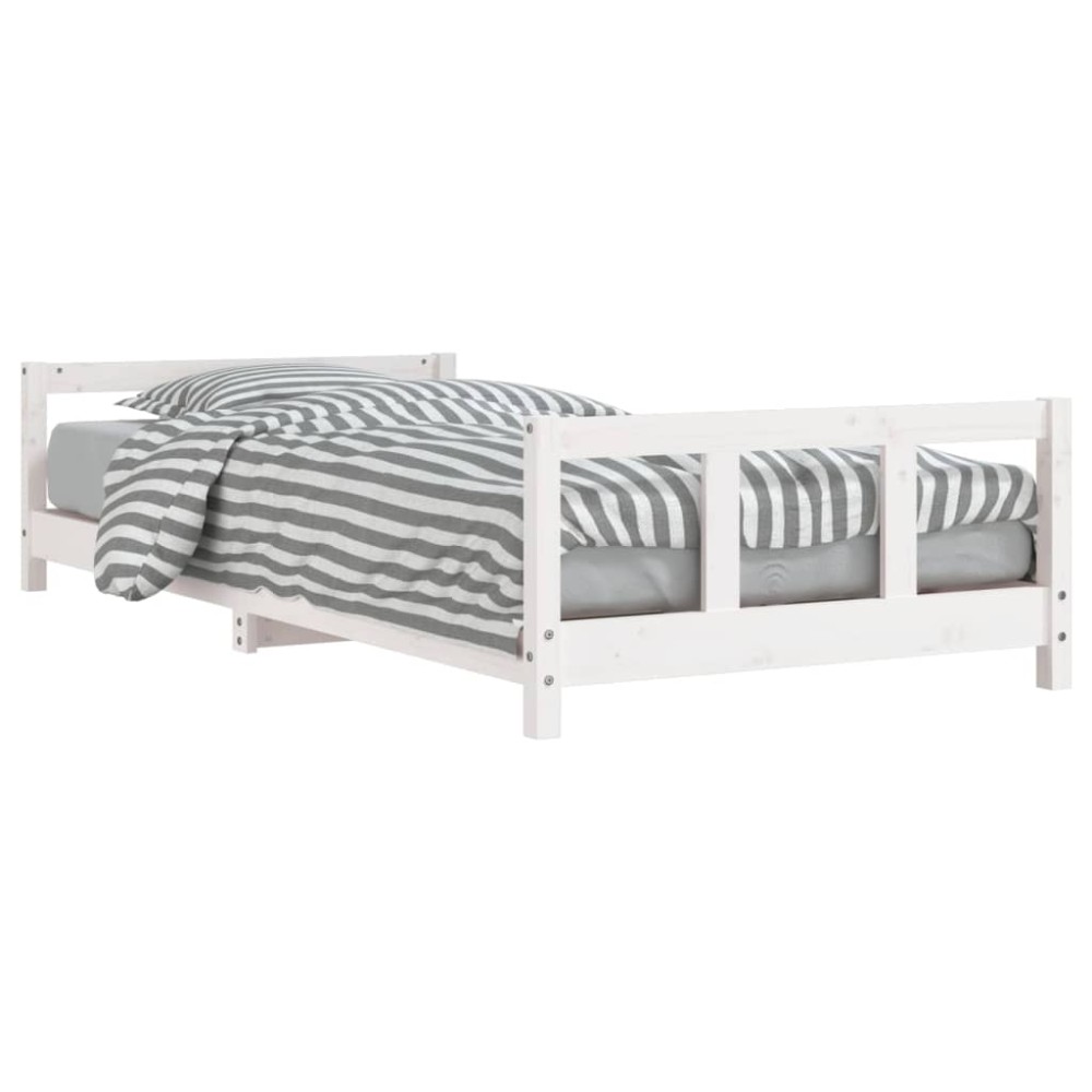 vidaXL Cadru de pat pentru copii, alb, 90x190 cm, lemn masiv de pin