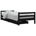vidaXL Cadru pat copii cu sertare, negru, 80x200 cm, lemn masiv de pin vidaXL Cadru pat copii cu sertare, negru, 80x200 cm, lemn masiv de pin