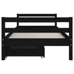 vidaXL Cadru pat copii cu sertare, negru, 80x200 cm, lemn masiv de pin vidaXL Cadru pat copii cu sertare, negru, 80x200 cm, lemn masiv de pin