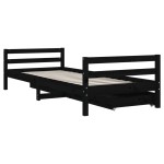 vidaXL Cadru pat copii cu sertare, negru, 80x200 cm, lemn masiv de pin vidaXL Cadru pat copii cu sertare, negru, 80x200 cm, lemn masiv de pin