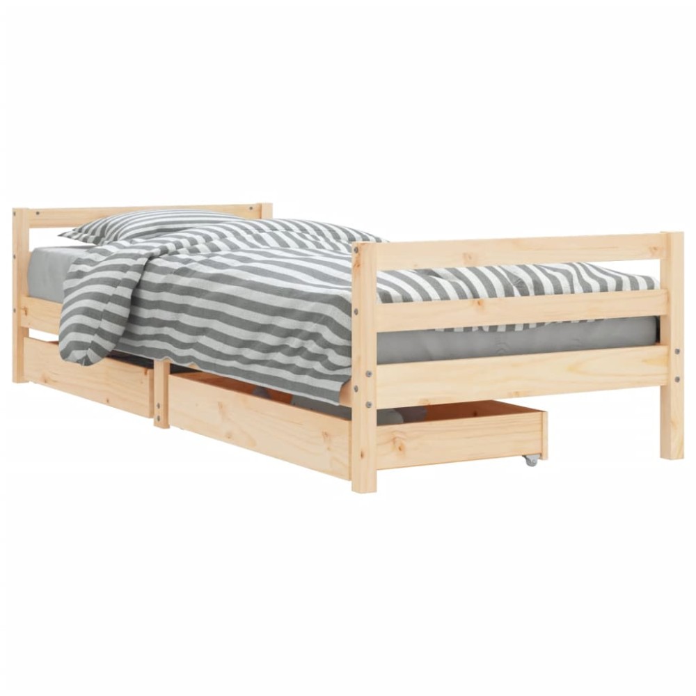 vidaXL Cadru de pat cu sertare de copii, 90x200 cm, lemn masiv pin