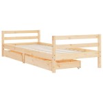 vidaXL Cadru de pat cu sertare de copii, 90x200 cm, lemn masiv pin vidaXL Cadru de pat cu sertare de copii, 90x200 cm, lemn masiv pin