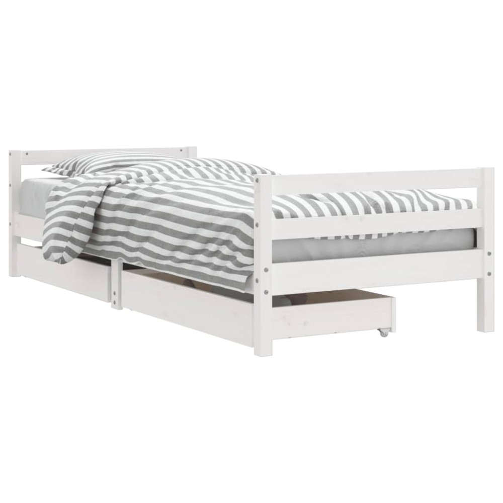 vidaXL Cadru de pat cu sertare de copii, alb, 90x200 cm lemn masiv pin