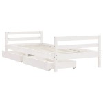vidaXL Cadru de pat cu sertare de copii, alb, 90x200 cm lemn masiv pin vidaXL Cadru de pat cu sertare de copii, alb, 90x200 cm lemn masiv pin