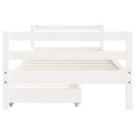 vidaXL Cadru de pat cu sertare de copii, alb, 90x200 cm lemn masiv pin vidaXL Cadru de pat cu sertare de copii, alb, 90x200 cm lemn masiv pin