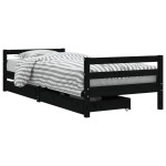 vidaXL Cadru de pat copii cu sertare, negru, 90x200 cm, lemn masiv pin vidaXL Cadru de pat copii cu sertare, negru, 90x200 cm, lemn masiv pin