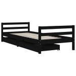 vidaXL Cadru de pat copii cu sertare, negru, 90x200 cm, lemn masiv pin vidaXL Cadru de pat copii cu sertare, negru, 90x200 cm, lemn masiv pin