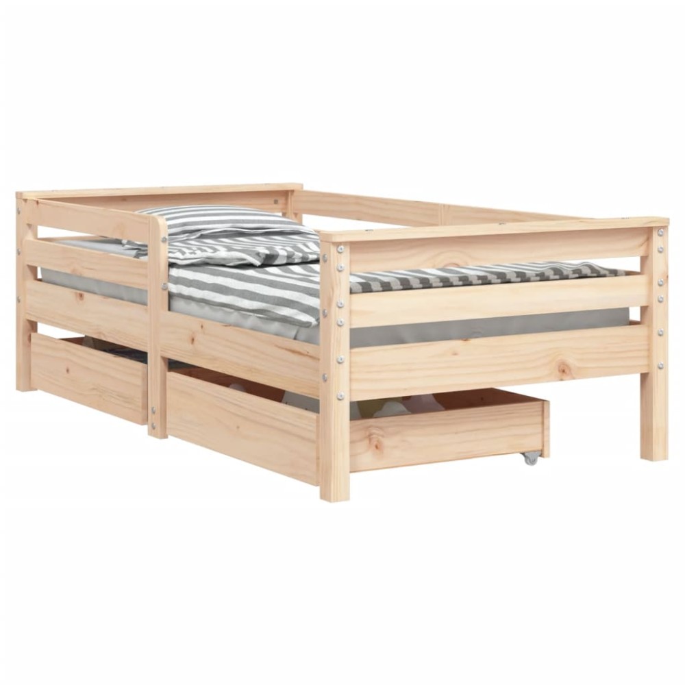 vidaXL Cadru de pat cu sertare de copii, 70x140 cm, lemn masiv de pin
