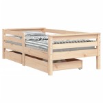 vidaXL Cadru de pat cu sertare de copii, 70x140 cm, lemn masiv de pin vidaXL Cadru de pat cu sertare de copii, 70x140 cm, lemn masiv de pin
