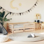 vidaXL Cadru de pat cu sertare de copii, 70x140 cm, lemn masiv de pin vidaXL Cadru de pat cu sertare de copii, 70x140 cm, lemn masiv de pin