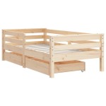 vidaXL Cadru de pat cu sertare de copii, 70x140 cm, lemn masiv de pin vidaXL Cadru de pat cu sertare de copii, 70x140 cm, lemn masiv de pin