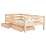 vidaXL Cadru de pat cu sertare de copii, 70x140 cm, lemn masiv de pin vidaXL Cadru de pat cu sertare de copii, 70x140 cm, lemn masiv de pin