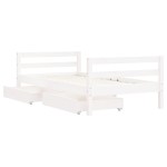 vidaXL Cadru de pat copii cu sertare, alb, 80x160 cm, lemn masiv pin vidaXL Cadru de pat copii cu sertare, alb, 80x160 cm, lemn masiv pin