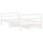 vidaXL Cadru de pat copii cu sertare, alb, 80x160 cm, lemn masiv pin vidaXL Cadru de pat copii cu sertare, alb, 80x160 cm, lemn masiv pin