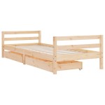 vidaXL Cadru de pat pentru copii cu sertare, 90x190 cm, lemn masiv pin vidaXL Cadru de pat pentru copii cu sertare, 90x190 cm, lemn masiv pin