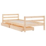 vidaXL Cadru de pat pentru copii cu sertare, 90x190 cm, lemn masiv pin vidaXL Cadru de pat pentru copii cu sertare, 90x190 cm, lemn masiv pin