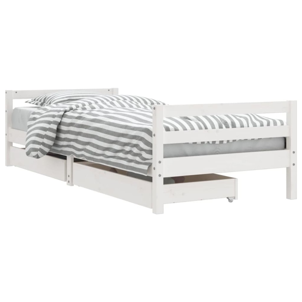 vidaXL Cadru de pat pentru copii, alb, 90x190 cm, lemn masiv de pin