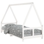 vidaXL Cadru de pat pentru copii, alb, 80x200 cm, lemn masiv de pin vidaXL Cadru de pat pentru copii, alb, 80x200 cm, lemn masiv de pin