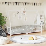 vidaXL Cadru de pat pentru copii, alb, 80x200 cm, lemn masiv de pin vidaXL Cadru de pat pentru copii, alb, 80x200 cm, lemn masiv de pin