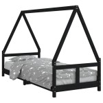 vidaXL Cadru de pat pentru copii, negru, 80x200 cm, lemn masiv de pin vidaXL Cadru de pat pentru copii, negru, 80x200 cm, lemn masiv de pin