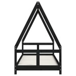 vidaXL Cadru de pat pentru copii, negru, 80x200 cm, lemn masiv de pin vidaXL Cadru de pat pentru copii, negru, 80x200 cm, lemn masiv de pin