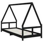vidaXL Cadru de pat pentru copii, negru, 80x200 cm, lemn masiv de pin vidaXL Cadru de pat pentru copii, negru, 80x200 cm, lemn masiv de pin