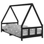 vidaXL Cadru pat pentru copii, negru, 90x200 cm, lemn masiv de pin vidaXL Cadru pat pentru copii, negru, 90x200 cm, lemn masiv de pin