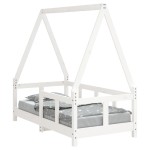 vidaXL Cadru de pat pentru copii, alb, 70x140 cm, lemn masiv de pin vidaXL Cadru de pat pentru copii, alb, 70x140 cm, lemn masiv de pin
