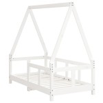 vidaXL Cadru de pat pentru copii, alb, 70x140 cm, lemn masiv de pin vidaXL Cadru de pat pentru copii, alb, 70x140 cm, lemn masiv de pin