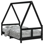 vidaXL Cadru de pat pentru copii, negru, 80x160 cm, lemn masiv de pin vidaXL Cadru de pat pentru copii, negru, 80x160 cm, lemn masiv de pin