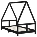 vidaXL Cadru de pat pentru copii, negru, 80x160 cm, lemn masiv de pin vidaXL Cadru de pat pentru copii, negru, 80x160 cm, lemn masiv de pin