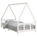 vidaXL Cadru de pat pentru copii, alb, 90x190 cm, lemn masiv de pin vidaXL Cadru de pat pentru copii, alb, 90x190 cm, lemn masiv de pin