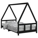 vidaXL Cadru de pat pentru copii, negru, 90x190 cm, lemn masiv de pin vidaXL Cadru de pat pentru copii, negru, 90x190 cm, lemn masiv de pin