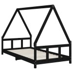 vidaXL Cadru de pat pentru copii, negru, 90x190 cm, lemn masiv de pin vidaXL Cadru de pat pentru copii, negru, 90x190 cm, lemn masiv de pin