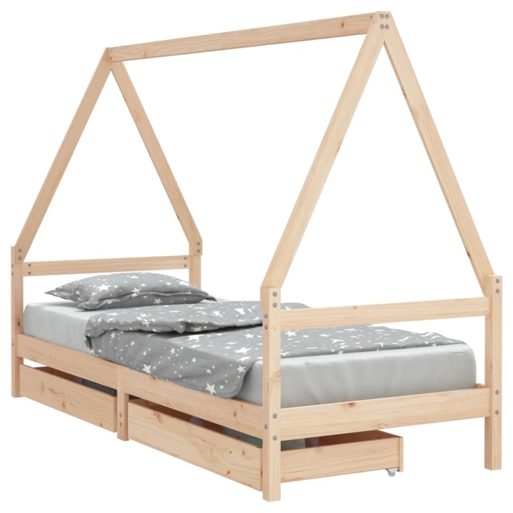 vidaXL Cadru pat copii cu sertare, 80x200 cm, lemn masiv de pin