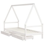 vidaXL Cadru pat copii cu sertare, alb, 80x200 cm, lemn masiv de pin vidaXL Cadru pat copii cu sertare, alb, 80x200 cm, lemn masiv de pin