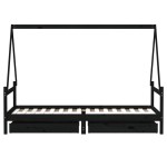 vidaXL Cadru pat copii cu sertare, negru, 80x200 cm, lemn masiv de pin vidaXL Cadru pat copii cu sertare, negru, 80x200 cm, lemn masiv de pin