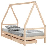 vidaXL Cadru de pat cu sertare de copii, 90x200 cm, lemn masiv pin vidaXL Cadru de pat cu sertare de copii, 90x200 cm, lemn masiv pin