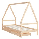 vidaXL Cadru de pat cu sertare de copii, 90x200 cm, lemn masiv pin vidaXL Cadru de pat cu sertare de copii, 90x200 cm, lemn masiv pin