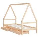 vidaXL Cadru de pat cu sertare de copii, 90x200 cm, lemn masiv pin vidaXL Cadru de pat cu sertare de copii, 90x200 cm, lemn masiv pin