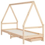 vidaXL Cadru de pat cu sertare de copii, 90x200 cm, lemn masiv pin vidaXL Cadru de pat cu sertare de copii, 90x200 cm, lemn masiv pin