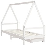 vidaXL Cadru de pat cu sertare de copii, alb, 90x200 cm lemn masiv pin vidaXL Cadru de pat cu sertare de copii, alb, 90x200 cm lemn masiv pin