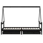 vidaXL Cadru de pat copii cu sertare, negru, 90x200 cm, lemn masiv pin vidaXL Cadru de pat copii cu sertare, negru, 90x200 cm, lemn masiv pin