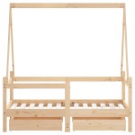 vidaXL Cadru de pat cu sertare de copii, 70x140 cm, lemn masiv de pin vidaXL Cadru de pat cu sertare de copii, 70x140 cm, lemn masiv de pin