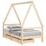 vidaXL Cadru de pat copii cu sertare, 80x160 cm, lemn masiv pin vidaXL Cadru de pat copii cu sertare, 80x160 cm, lemn masiv pin