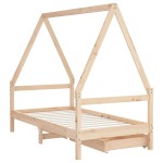 vidaXL Cadru de pat copii cu sertare, 80x160 cm, lemn masiv pin vidaXL Cadru de pat copii cu sertare, 80x160 cm, lemn masiv pin