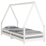vidaXL Cadru de pat pentru copii, alb, 80x200 cm, lemn masiv de pin vidaXL Cadru de pat pentru copii, alb, 80x200 cm, lemn masiv de pin