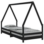 vidaXL Cadru de pat pentru copii, negru, 80x200 cm, lemn masiv de pin vidaXL Cadru de pat pentru copii, negru, 80x200 cm, lemn masiv de pin