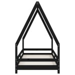 vidaXL Cadru de pat pentru copii, negru, 80x200 cm, lemn masiv de pin vidaXL Cadru de pat pentru copii, negru, 80x200 cm, lemn masiv de pin