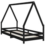 vidaXL Cadru de pat pentru copii, negru, 80x200 cm, lemn masiv de pin vidaXL Cadru de pat pentru copii, negru, 80x200 cm, lemn masiv de pin